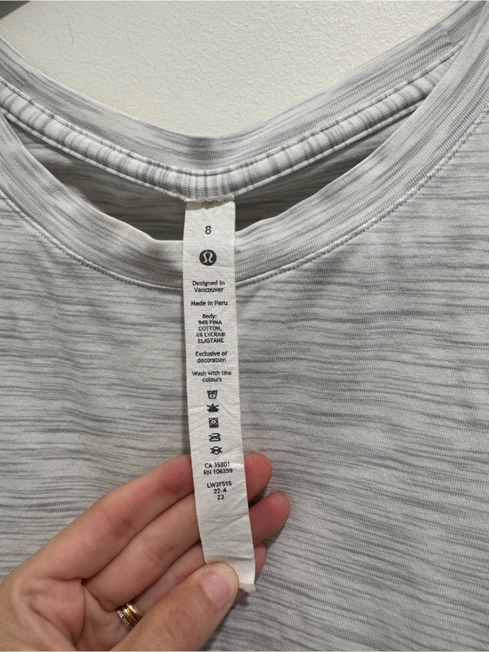 Lululemon Love Crew Tee Heathered White Gray Size 8 - Picture 2 of 6
